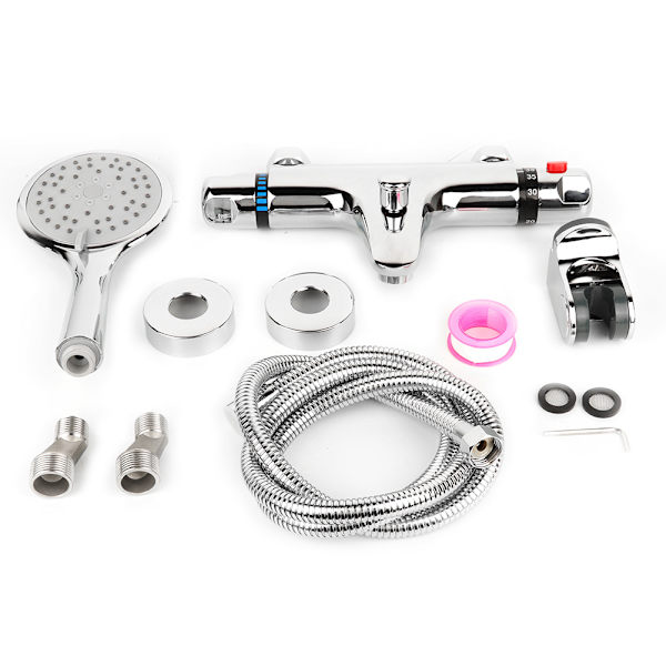 3-pack termostatisk duschblandare med överliggande duschmunstycke, badrumssats G1/2