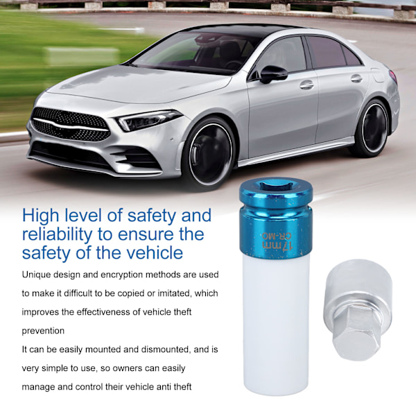 Hjul Lås Mutter Nyckel Anti-Stöld Hjul Lås Lug Mutter Nyckel Ersättning för Benz A‑Class B‑Class C‑Class E320 E204 E211 E212 Med Hylsa/Inuti