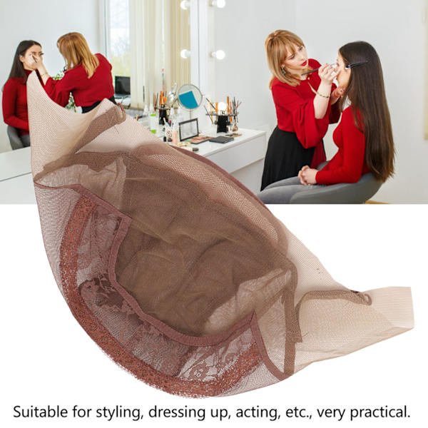 Parukknett Hårnett Lace Nylon Mesh U-Del Justerbar Pustende Mørkebrun for Forestilling