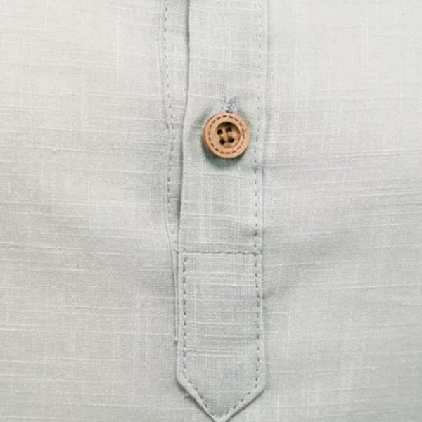 Mænds Skjorte Grå Slim Fit Stående Krave Ren Farve Elegant Blød Mænds Henley Skjorte til Forretning Arbejde Kontor Grå L