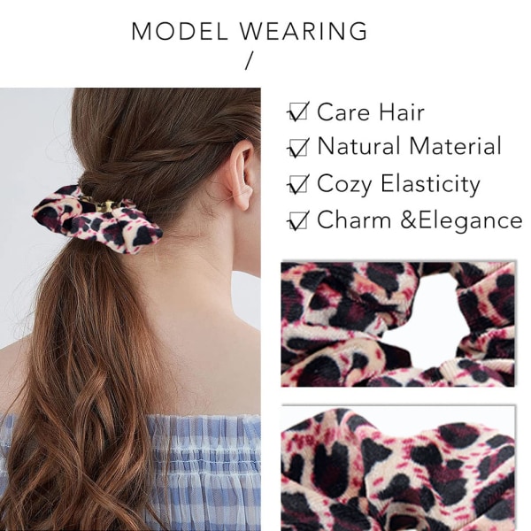 10 stk. Leopard print Scrunchies Hårbånd til kvinder Hestehale