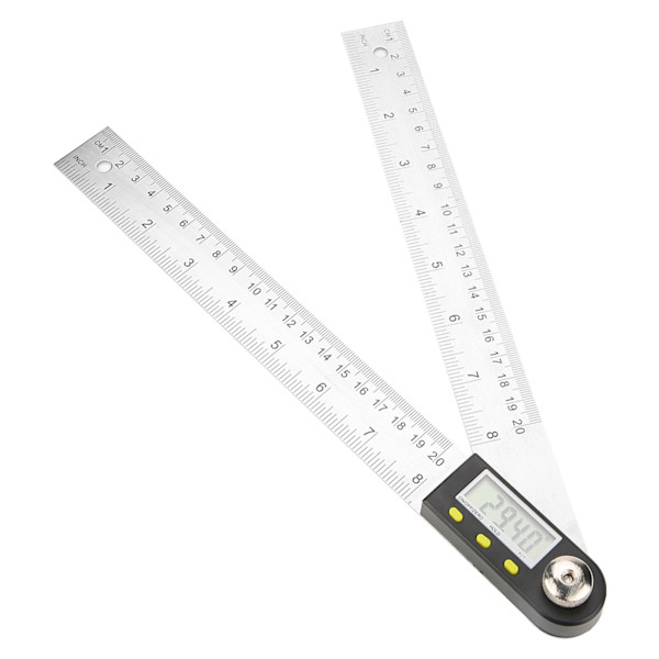 10‑390mm Elektronisk Vinkelmåler i Rustfrit Stål Digital Gonimeter Vinkel Finder Gehrungsmåler Lineal
