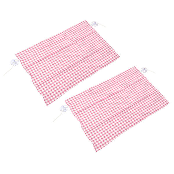 2 st Grid Design Anti Ultraviolet Bilgardin Sida Bilfönster Solskydd med Sugkopp Rosa Rutig