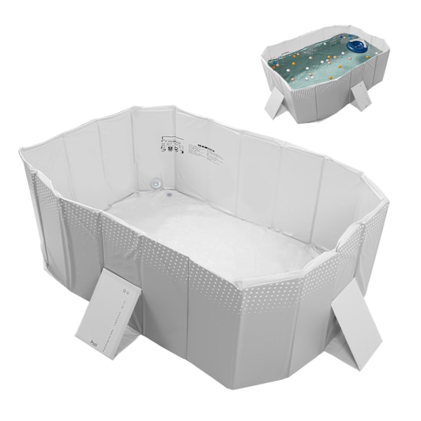 Foldbar Swimmingpool Ikke Oppustelig Sammenklappelig Børnepool Indendørs Udendørs Børnebadning Pool 1,6 Meter Grå Pool