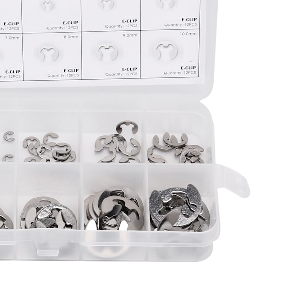 120 st E-klämmor, rostfritt stål, yttre säkringsringar, cirkelklämmor, sortimentssats 1,5 mm‑10 mm