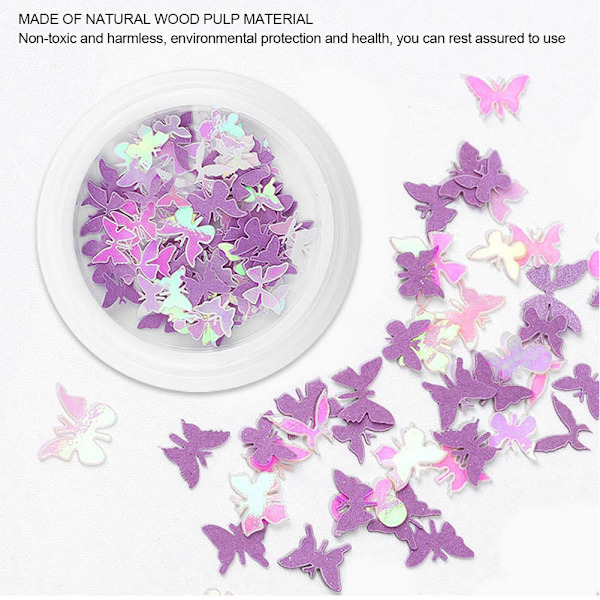 Glittriga Fjärilsformade Nagelpaljetter Laserglitter Nageldekaler Manikyr Dekorationer