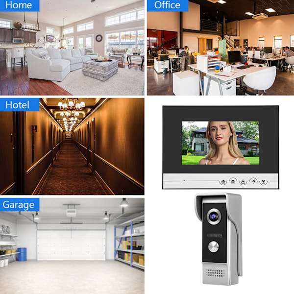 7 tommers TFT Video Intercom Dørtelefon System Intelligent Tilgangsdørkamera 110-240VEU&nbsp;Plugg