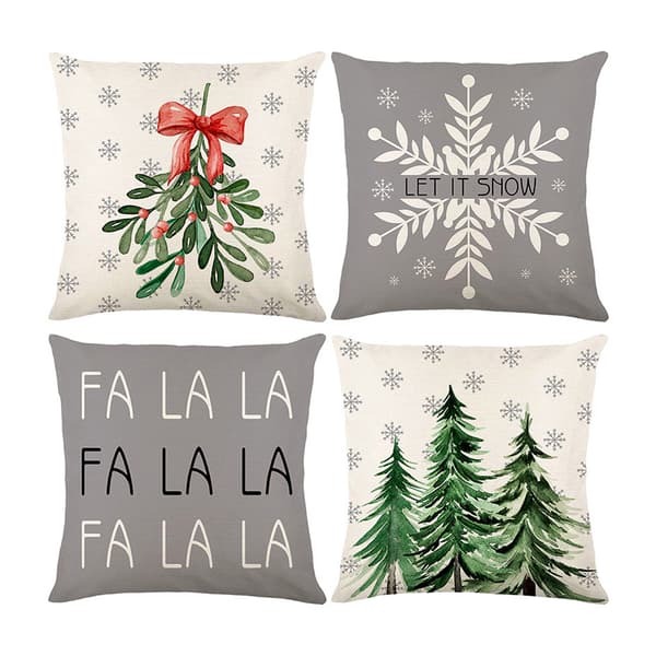 Julepudebetræk 45x45 cm til sofa, seng, ferieindretning, sæt med 4 (grå)