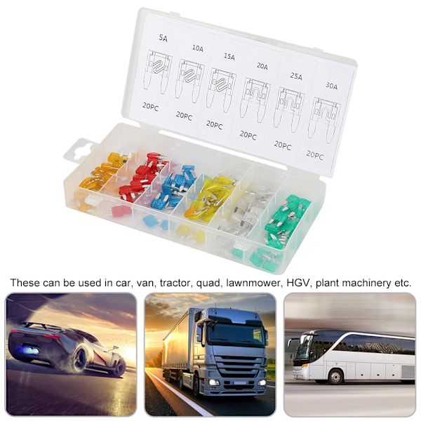 Mini Auto Blade Sikringsledningssæt 5A 10A 15A 20A 25A 30A Bil Interiørdele