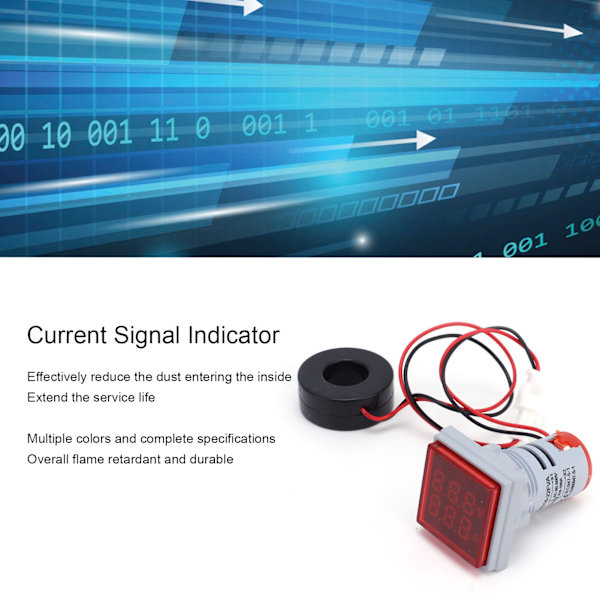 Strømsignalindikator Universal 2‑Skærms Kvadratisk Lampe Lys 60~500V AC AD16‑22FVARød