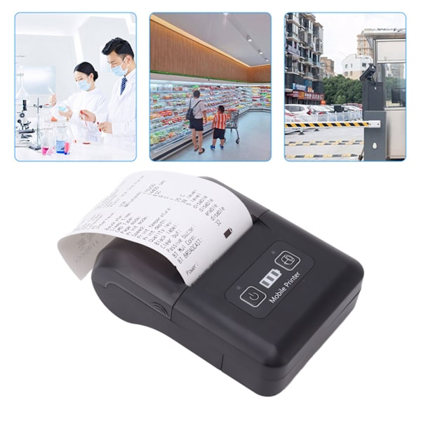 Termisk Printer 100‑240V 2500mAh ABS Blækfri Termisk Kompakt Printer til Mobil Kontor Hjem Skole 58mm EU Stik