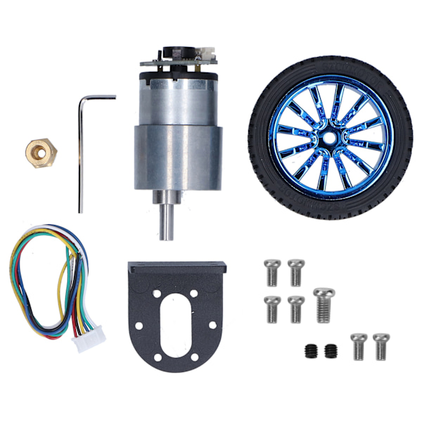 Enkooderimoottorisetti 6 mm akselilla ja asennuslevyllä älyautojen robottien DIY:lle DC6V JGB37‑52020RPM