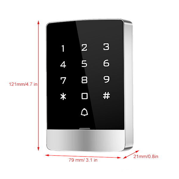 T9-W Berøringsknaps Vandafvisende Metal Kort Kontor Dør Adgangskontrol Maskine SystemIC
