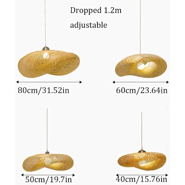 Handvävd Bambulykta Pendellampa, Modern Hängande Armatur, Högkvalitativ Bambu Material Taklampa för Kök, Matsal, Sovrum,