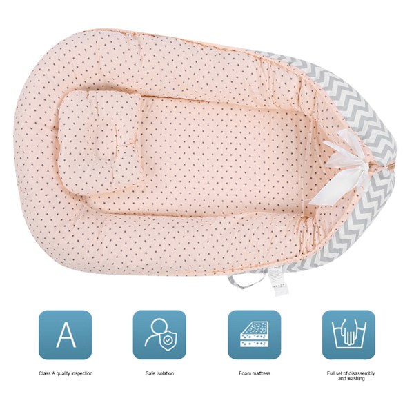 Baby Lounger Bärbar Vikbar Baby Nest Säng Sovplats Mjuk Nyfödd Säng Vagga Madrass (#8 50*85)