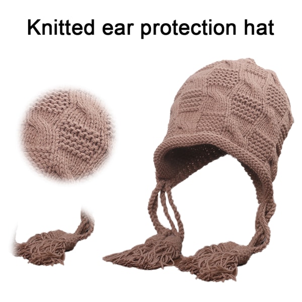 Ørebeskyttelseshætte, strikket bindebold, varm ørebeskyttelse til studerende
