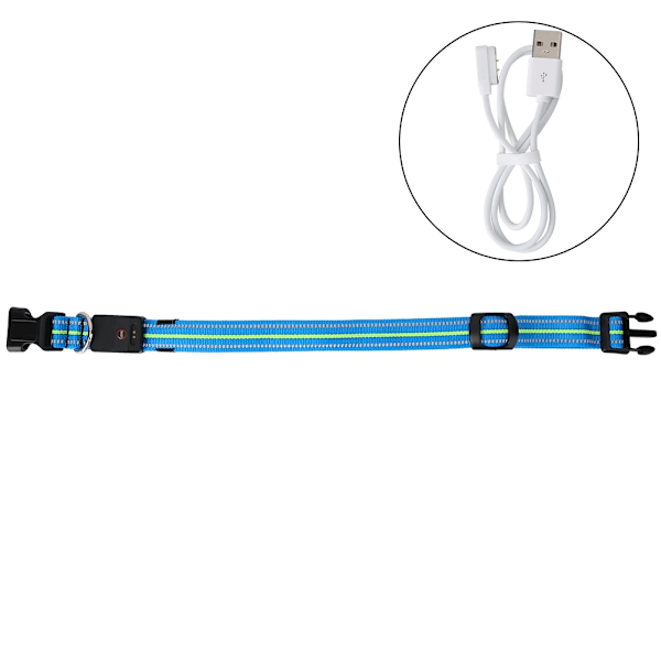 Nylon Myk Refleksvanntett LED Lys USB Hundegåtur Halsbånd Line Sele Bånd Tau (L)