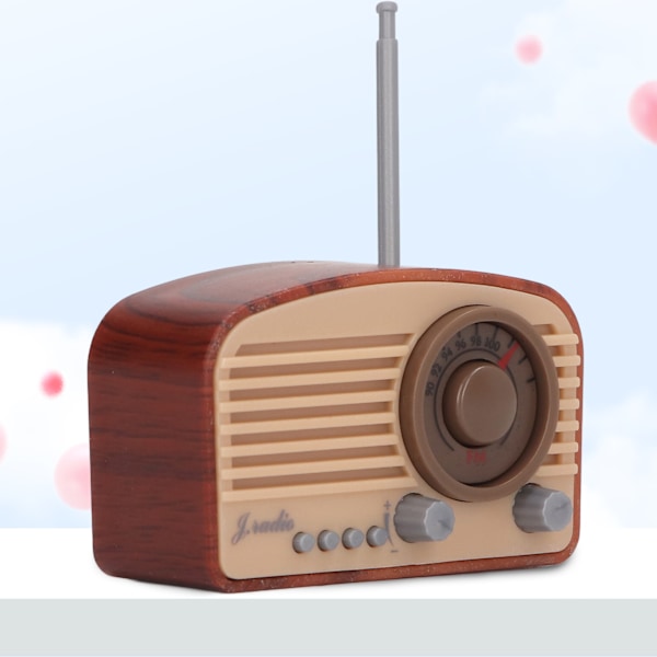 Dukkehust Mini Radiomodell Vintage Søt Dekorasjon Realistisk Dukkehust Radiomodell Leke for Barn Brun