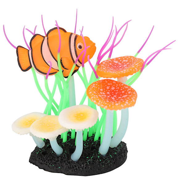 Kunstig Silikon Lysende Vandplanter Ornament til Akvarium Fisketank (grøn)