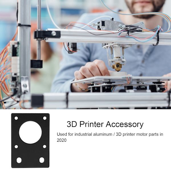 42 Stepper Motor Mount Flat Bracket Aluminium Alloy Monterings Plate for 3D Printer Svart
