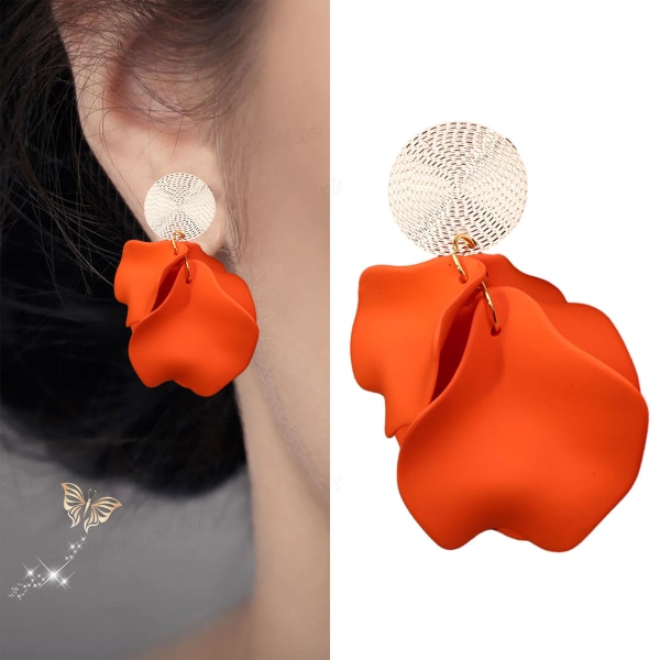 Rose Petal Tofs Örhängen Mode Bohemian Akryl Flower Earri
