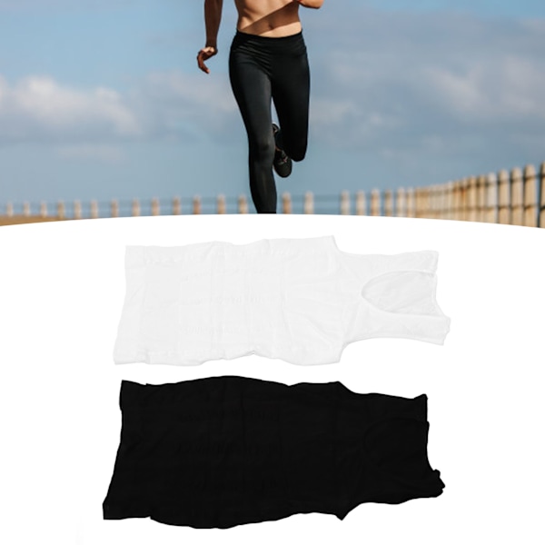 2 stk. Mænds Formende T-shirt Brystkompression Formende Gynecomastia Undertrøje til Herrer Sport Sort Hvid L