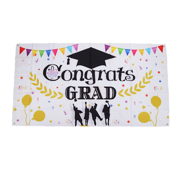 Gradueringsbanner ca. 71x38 tommer Slitesterk Polyesterstoff Fargefast 4 Øyemottak Gratulerer Grad Banner for Graduation 006