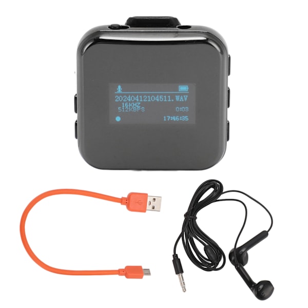 MP3-spelare Hög Definition Brusreducering HiFi E-bokläsare AI Synk Bärbar MP3-musikspelare med Avtagbart Klämma 16G