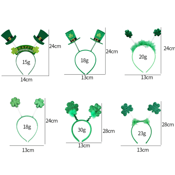 St Patricks Day Decoration Headband with 6 Pieces of Irish Green