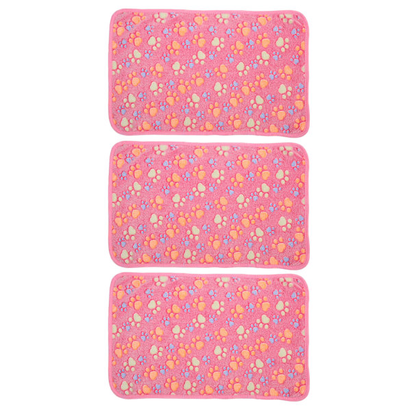 3 kpl Koiran tassunjälki fleece-peitto Coral Fleece söpö koiran tassunjälki purenta kestävä pehmeä lämmin nukkumismatto lemmikkieläimille koirille vaaleanpunainen L