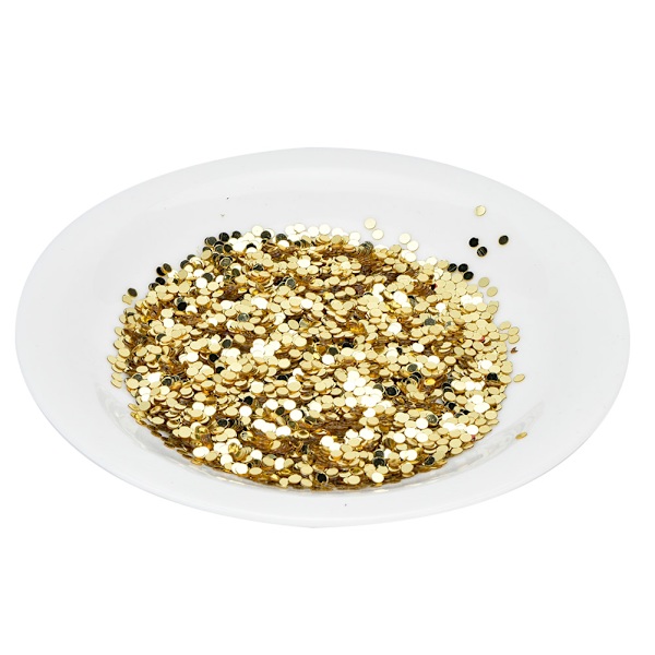 50G DIY PVC Cirkelpaljetter utan hål för scenkläder, bröllopskläder, tillbehör (Guld 5mm)