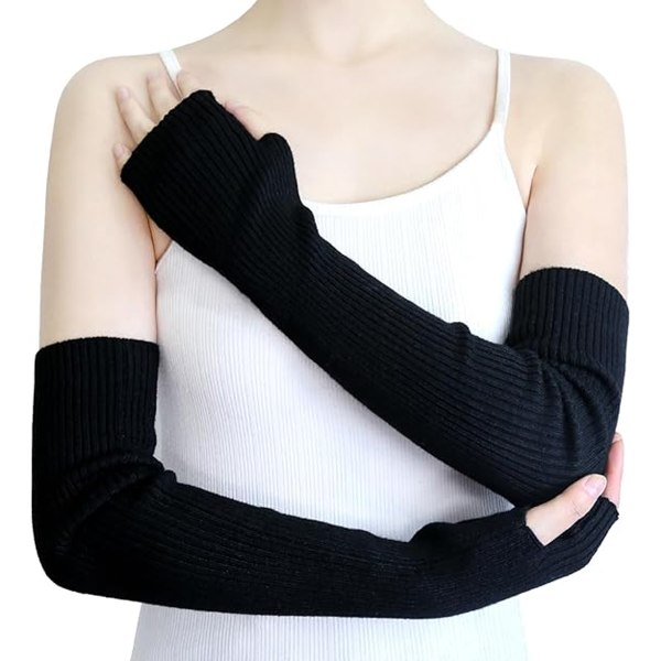 Fingerløse armvarmere for kvinner Vinter Stretchy hansker Akryl