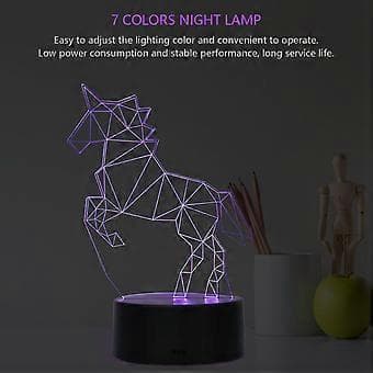 4.5V USB 3D Illusion Visuel Hest Natlampe 7 Farver Touch Skrivebordslampe (Sort Base)