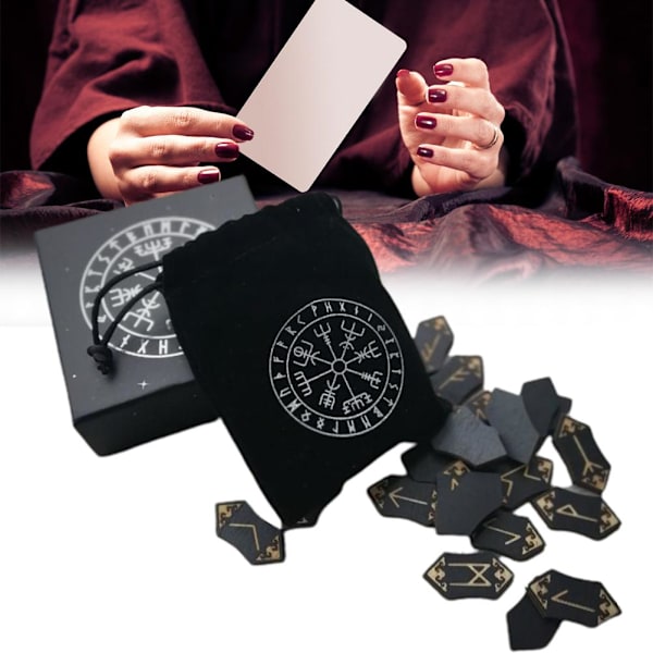Tarotkort Nordiske Rune Træsæt Meditation Divination Rune Håndlavet Rune Sten Kort Sæt