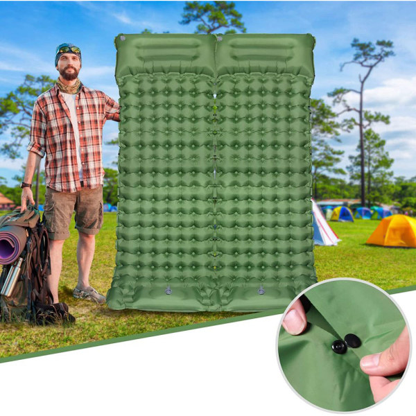 Sovmatta Camping Självuppblåsande med fotpresspump, förbättrad tjocklek 10 cm/4 tum Uppblåsbar liggmatta Ultralätt, hållbar vattentät luft