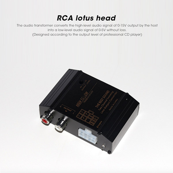 12V Bilstereo Hög- till Låg Nivå Konverteringsadapterkontakt RCA-port Anti-Interferens
