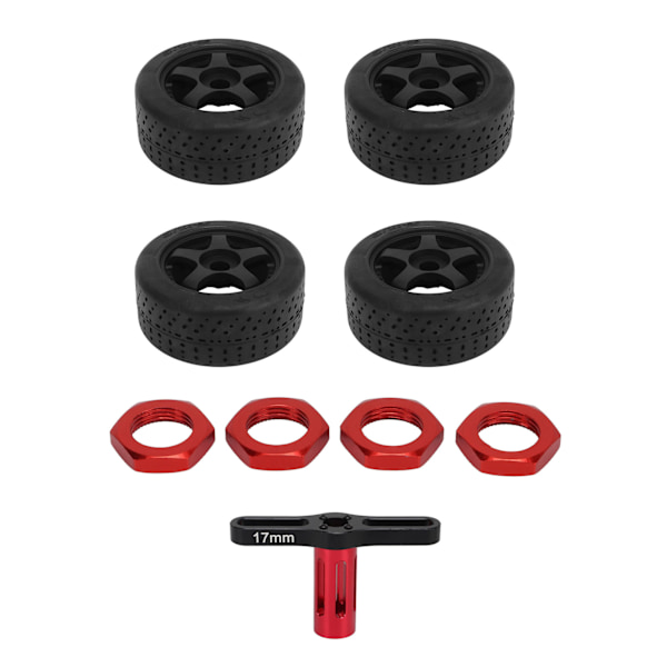 4st RC Däck 17mm Hex Plastfälgar Gummidäck Set 5-Ekrar RC Hjul för ARRMA INFRACTION V2 FELONY EX 07 1/7 RC Bil Svart