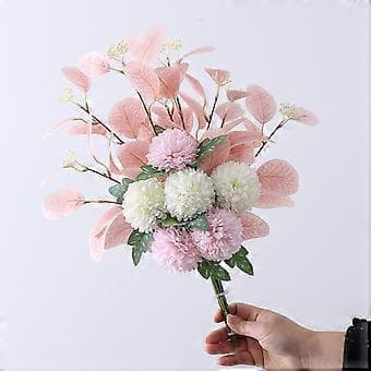 Ping Pong Krysantemum Bukett, Eukalyptusboll, Bröllopsblomsterarrangemang