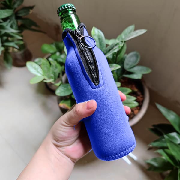 Kylväska enkel dragkedja flaskskydd 330ml dykmaterial ölflaskfodral blue