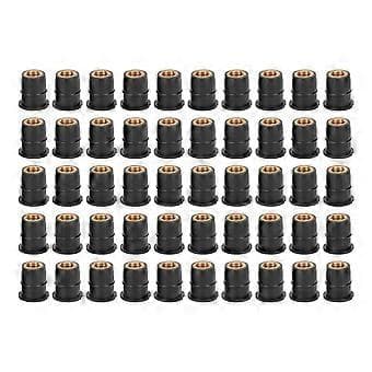 50 st Välmutter Gummi M6x0.8mm Modifiering för Motorcyklar ATVs Vindrutor Kaross