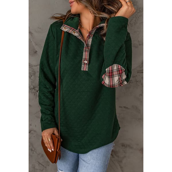 Dame Pullover Sweatshirt Mode Quiltet Mønster Let Langærmet Almindelig Casual Top Grøn S