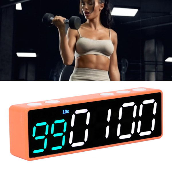 Treningstimer Klokke Stor LED Digital Anti-Svimmelhet Display Treningsintervall Timer for Hjem Garasje Skole Grønn og Hvit