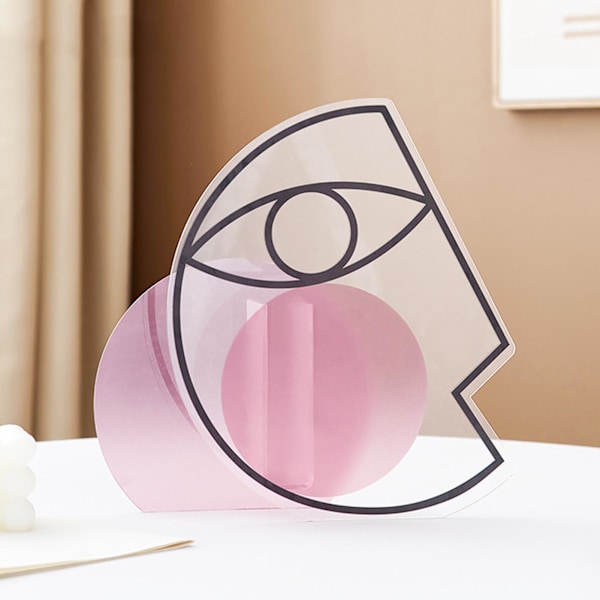 Innovativ Akryl Blomvas Ornament Färgglad Genomskinlig Stilren Geometrisk Vas Rosa Måne (29x21x7cm)