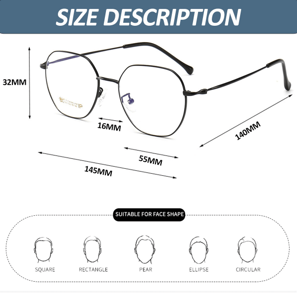 Fashion trend polygonal retro glasses ultra-light flat mirror, m