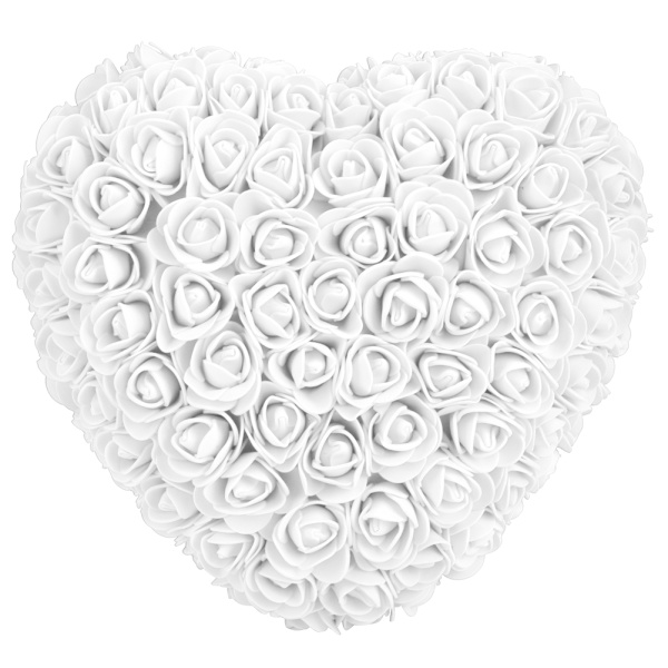 Distinkt Hjerteformet Kunstig Rose Blomst Simuleringsblomst til Valentinsdag Fødselsdag Hvid