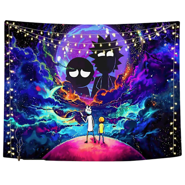 Trippy Blacklight Dödskalle Gobeläng, Stjärnklar Galax Mönster Mandalas Måne Design UV-Reaktiv Design, Högkvalitativ Polyester Mjuk Hållbar Lättviktig,