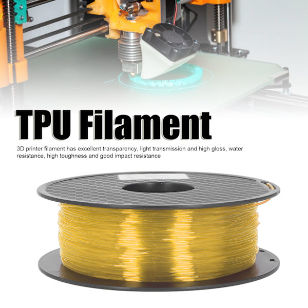 TPU Filament 1,75 mm 1KG Bundt Clog Free Fleksibel til FDM 3D Printer Forbrugsvarer Klar Gul