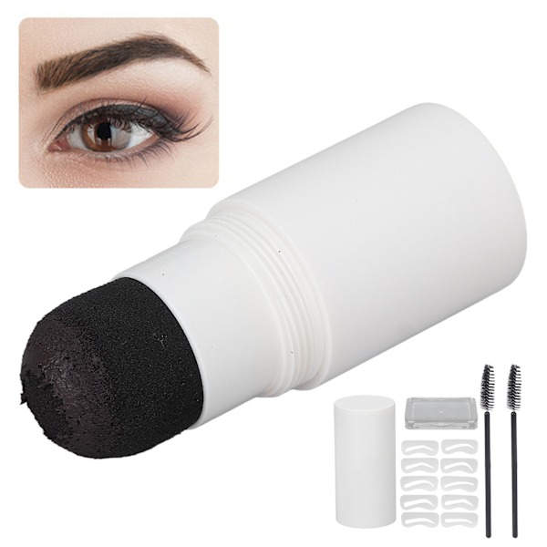 One Step Eyebrow Stamp Shaping Kit Vattentät Pulverstämpel med Eyebrow Definer Schabloner Borste för Perfekt Bryn Mörkbrun