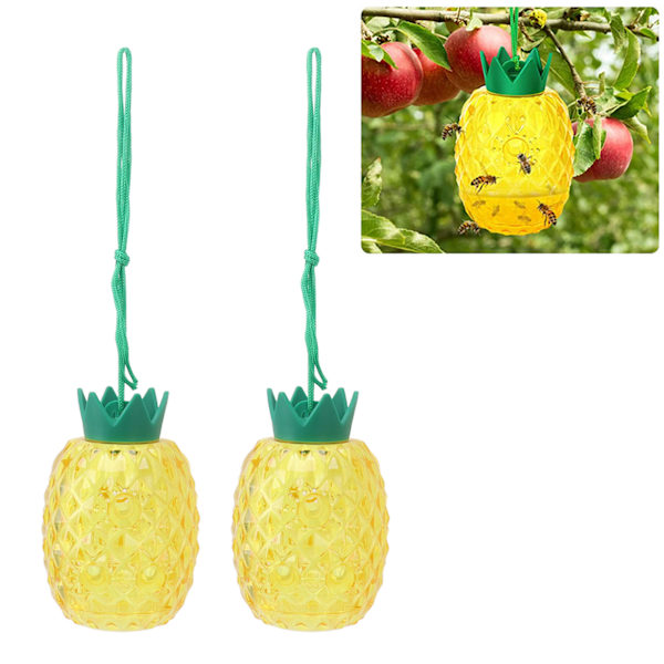 2-pack Getingsfälla för Getingar, Effektiv Fångst, Miljövänlig, Mångsidig, Ananasformad, för Trädgårdar, Jordbruk, Fruktodlingar, Camping