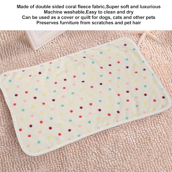3-pack Hundtäcken Super Mjukt Varm Korall Fleece Prickigt Tryck Djursömnmatta för Hundar Katter Valp Beige L